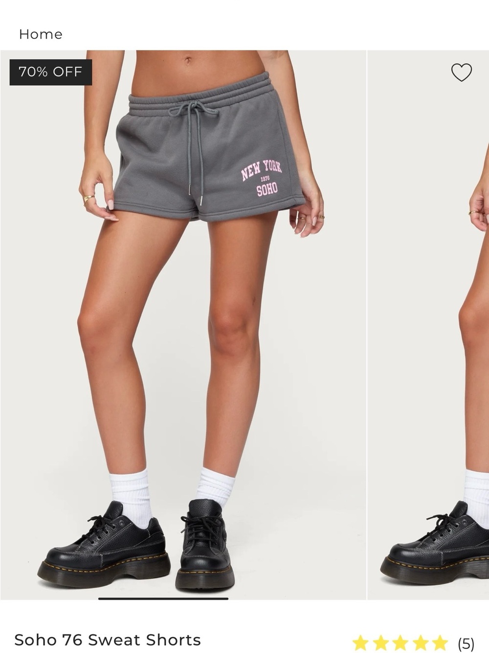 Edikted Gray Sweat Shorts with Pink Soho Logo